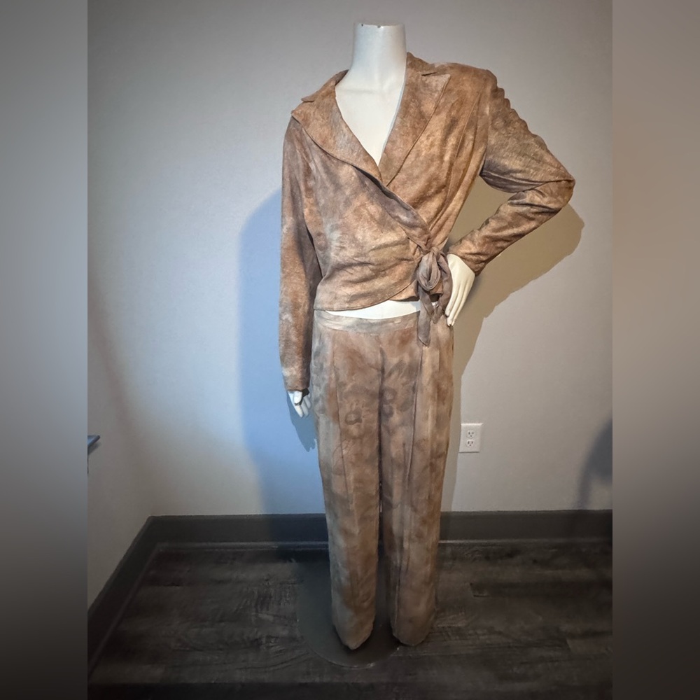 Vintage Cache Tie Dye Floral Wide Leg Pants & Wrap Top Set Size Small/4